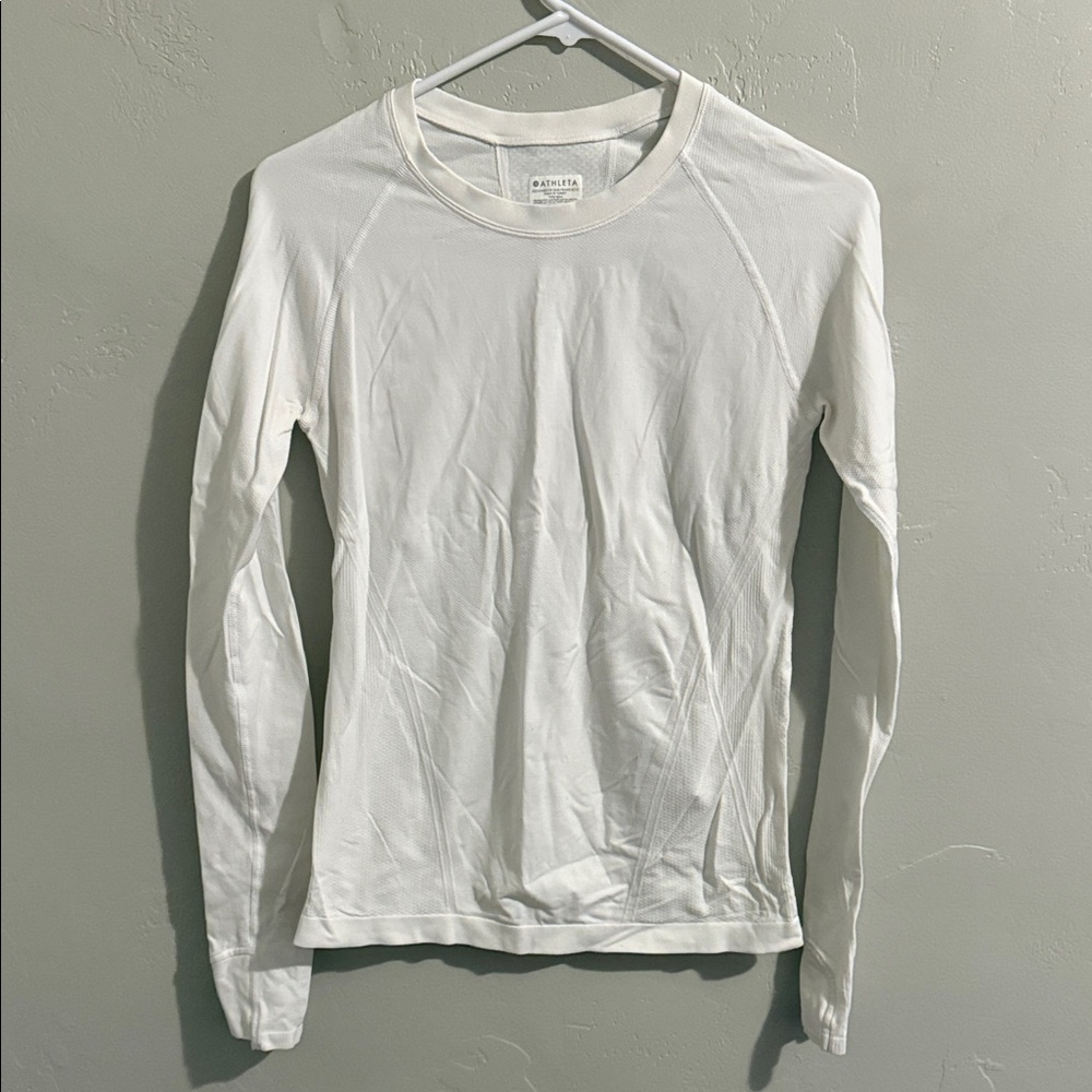Athleta White Long Sleeve Running Top Small - Picture 1 of 9